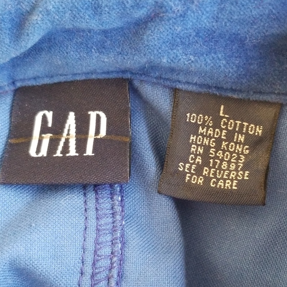 Gap Blue Velour Long Sleeve Button Down Shirt - Picture 5 of 6